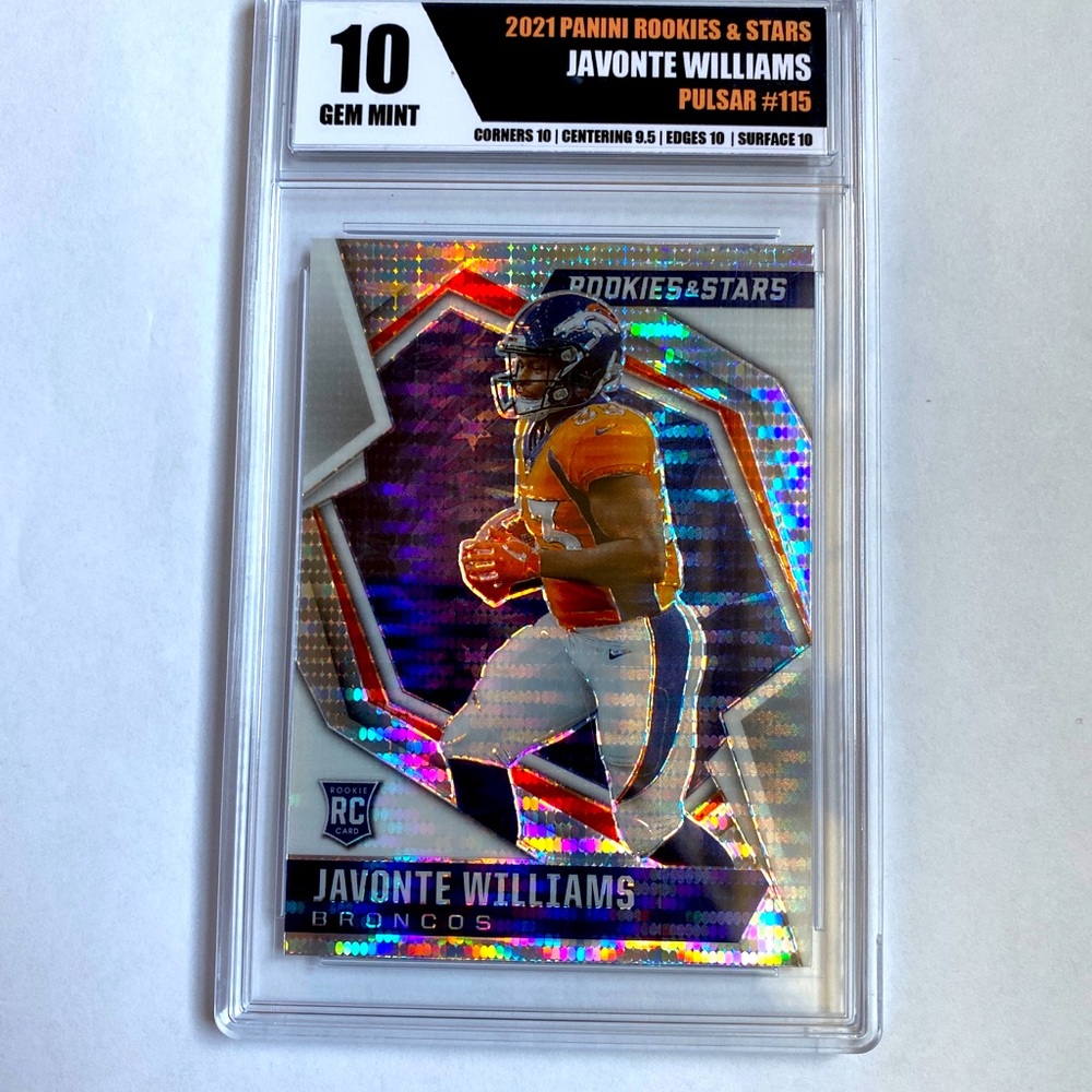 2021 Javonte Williams Rookies and Stars Pulsar Gem Mint 10 LGS. Short Print
